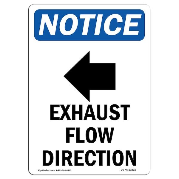 Sign, 5" H, Exhaust Flow Direction Sign With Symbol, Portrait, NS-D-35-V-12216-10PK